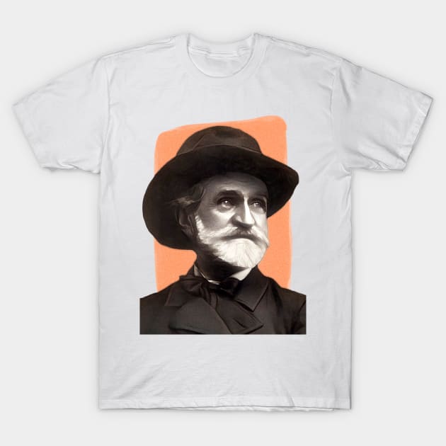 Italian Composer Giuseppe Verdi - orange - illustration T-Shirt by Litstoy 